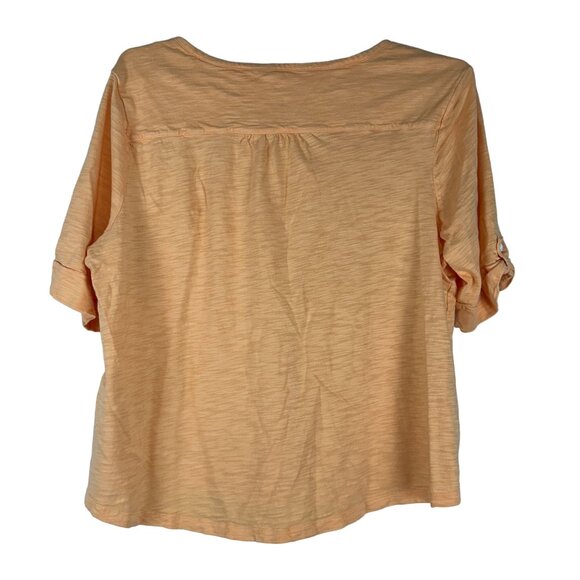 Chicos Ultimate Tee Womens Beige Roll Tab Sleeve Casual Top Size XXL - Picture 7 of 10